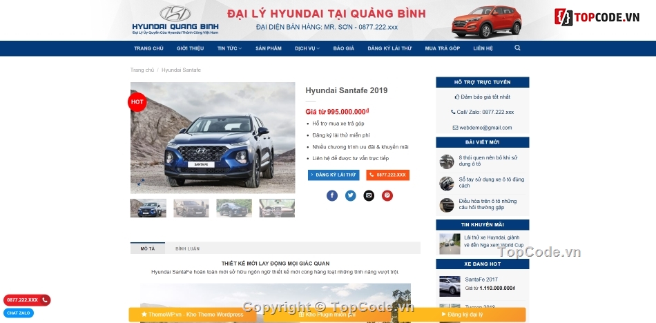 bán xe,Hyundai,share code,wordpress,theme